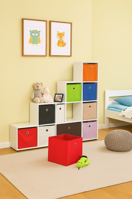 Látkový úložný box WINNY, červený, 32×32×31 cm