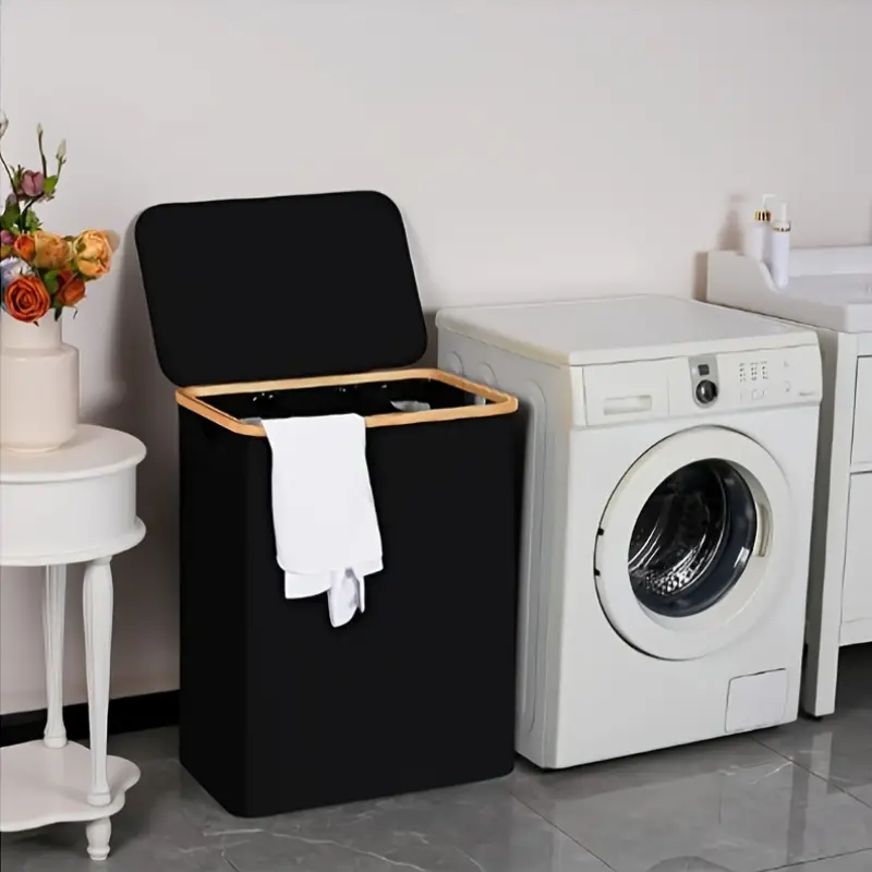 Skládací koš na prádlo velkokapacitní, černá, LAUNDRY PRO 160
