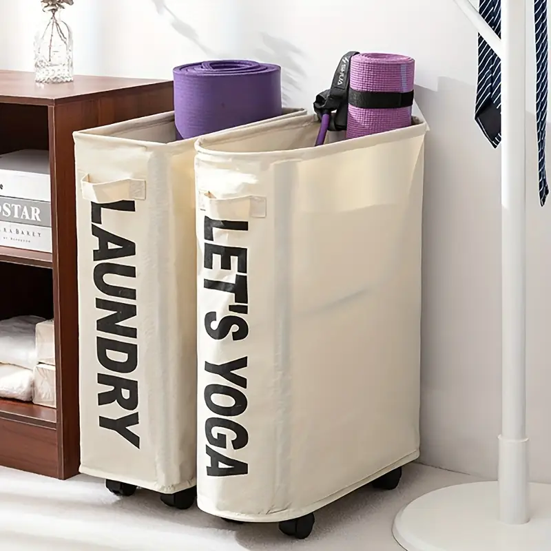 Skládací koš na prádlo s kolečky, černá, LAUNDRY TYP 5