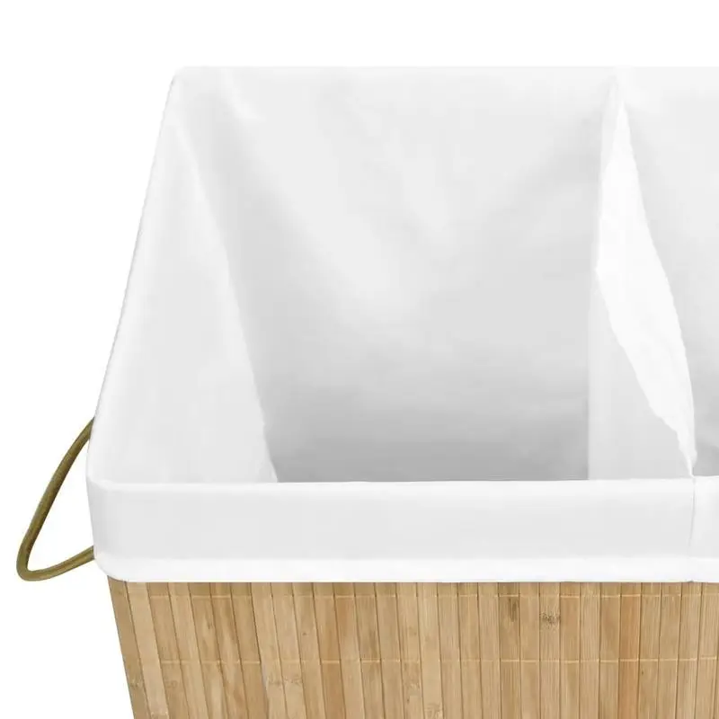 Bambusový koš na prádlo, 2 přihrádky, objem 100 l, CORNO