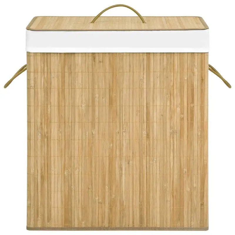 Bambusový koš na prádlo, 2 přihrádky, objem 100 l, CORNO