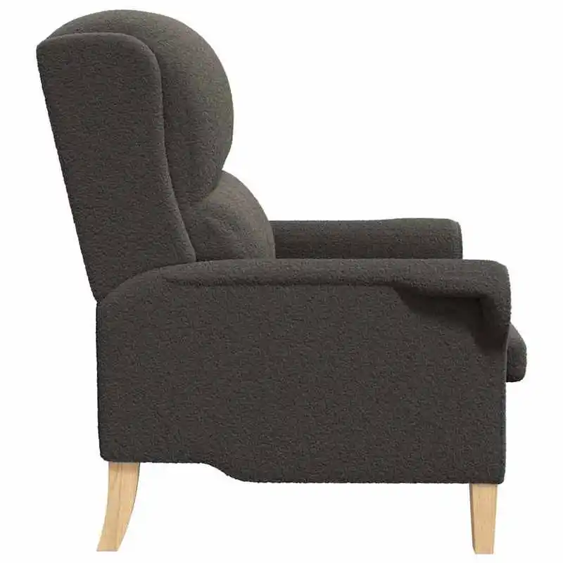 Křeslo ušák, relaxační, nohy masiv, bouclé tmavě šedá, CHARLOT