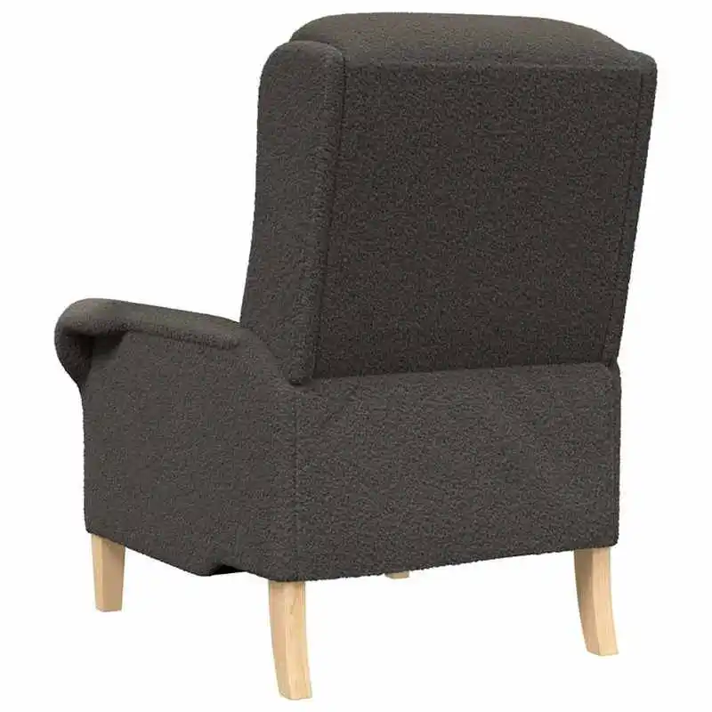 Křeslo ušák, relaxační, nohy masiv, bouclé tmavě šedá, CHARLOT