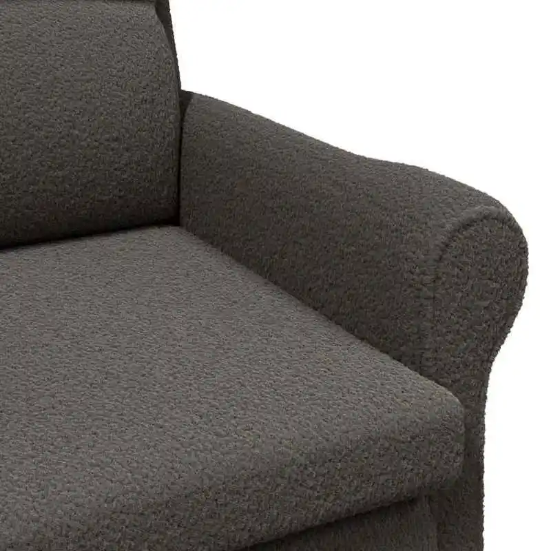 Křeslo ušák, relaxační, nohy masiv, bouclé tmavě šedá, CHARLOT