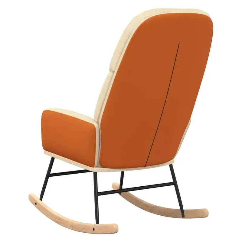 Křeslo houpací, relaxační, nohy světlé, látka krémová, oranžová, CAMARO