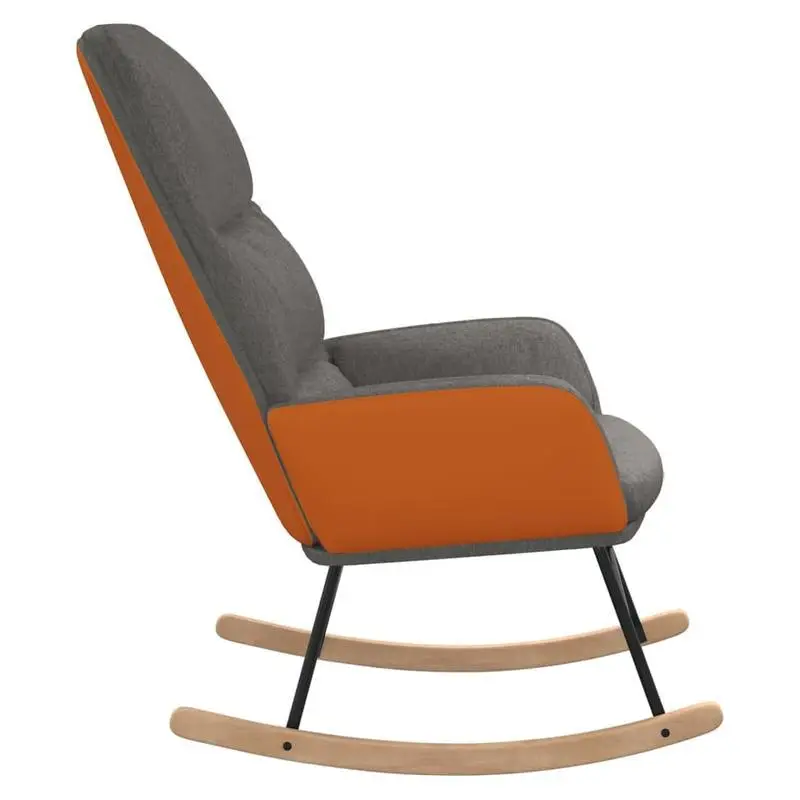 Křeslo houpací, relaxační, nohy světlé, látka šedá, oranžová, CAMARO