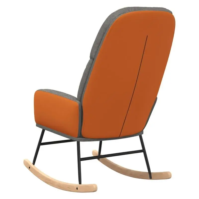 Křeslo houpací, relaxační, nohy světlé, látka šedá, oranžová, CAMARO