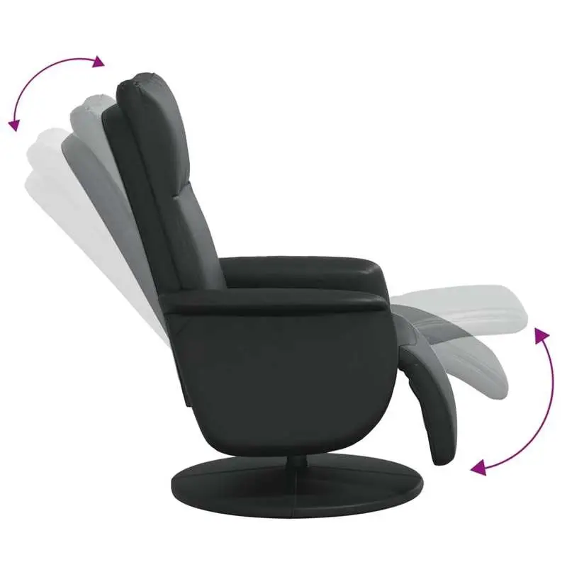 Křeslo relaxační, polohovací, otočné, ekokůže černá, JEFF