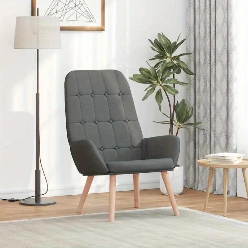 Křeslo relaxační, dřevěné nohy světlé, látka tmavě šedá, COTTO NEW