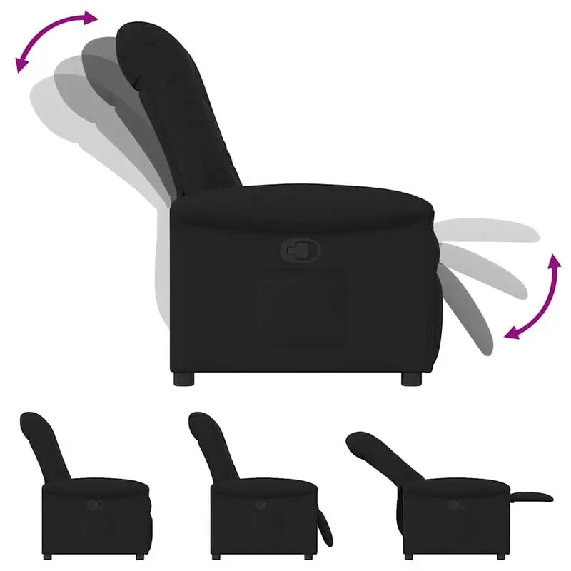 Křeslo relaxační, polohovací, látka černá, BARD