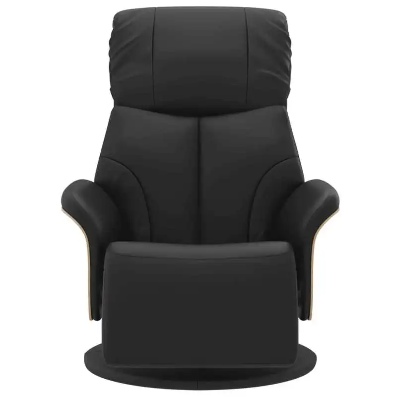 Křeslo relaxační, polohovací, otočné, dřevo světlé, ekokůže černá, OPTIMA 3