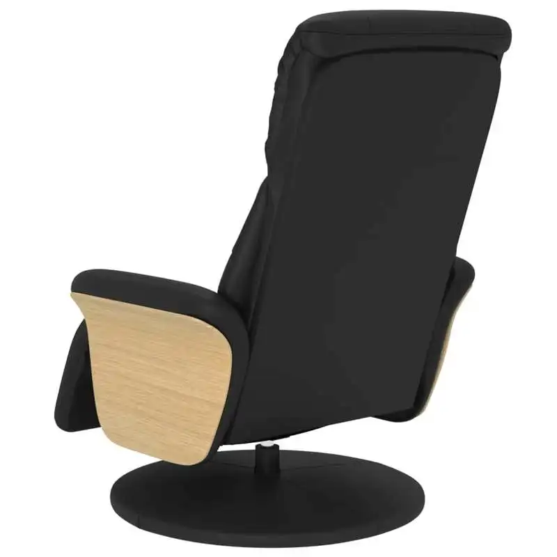 Křeslo relaxační, polohovací, otočné, dřevo světlé, ekokůže černá, OPTIMA 3