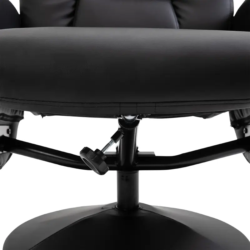 Křeslo relaxační, polohovací, s podnožkou, ekokůže černá, RYAN