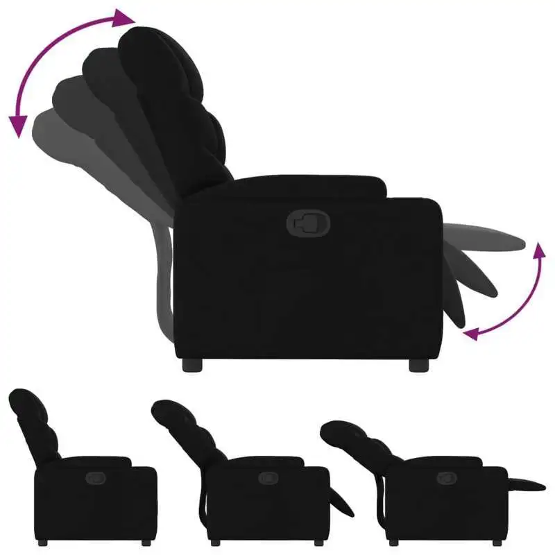 Křeslo relaxační, polohovací, látka černá, CROWN