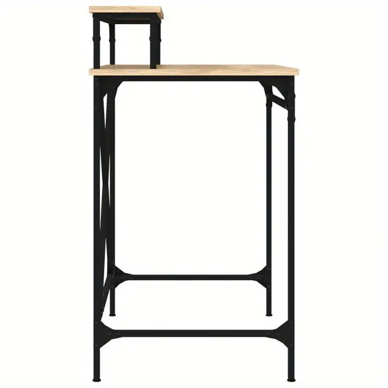 Pracovní, PC stůl, dřevo, kov, dub, černá, VERSAL NEW