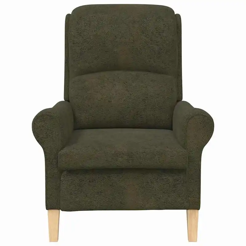 Křeslo ušák, relaxační, nohy masiv, armádní zelená, CHARLOT