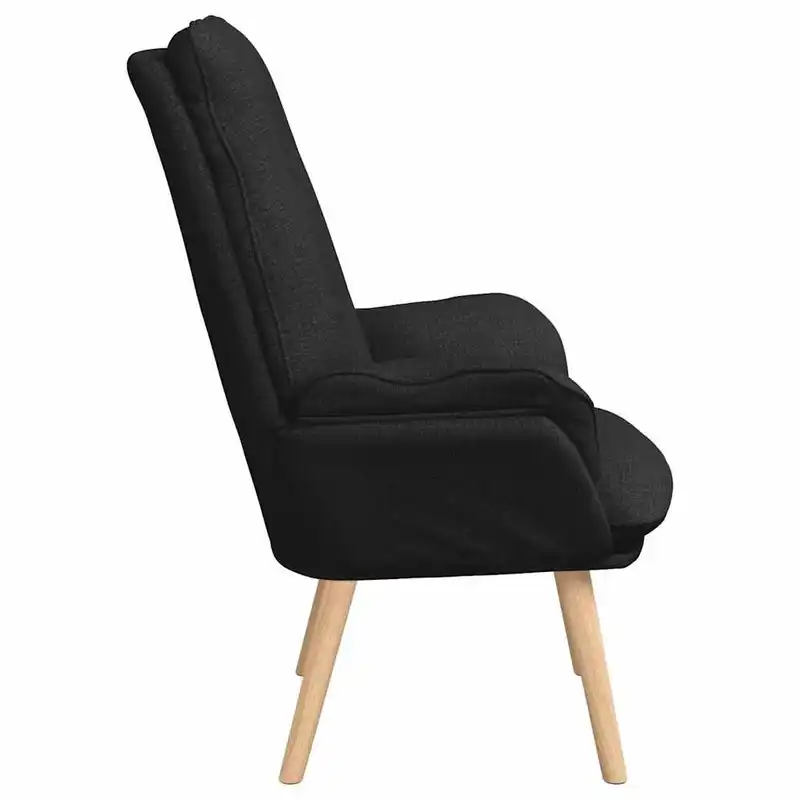 Křeslo relaxační, nohy dřevěné, látka černá, ALMOND