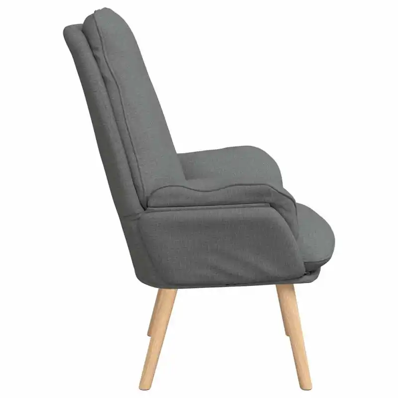 Křeslo relaxační, nohy dřevěné, látka šedá, ALMOND