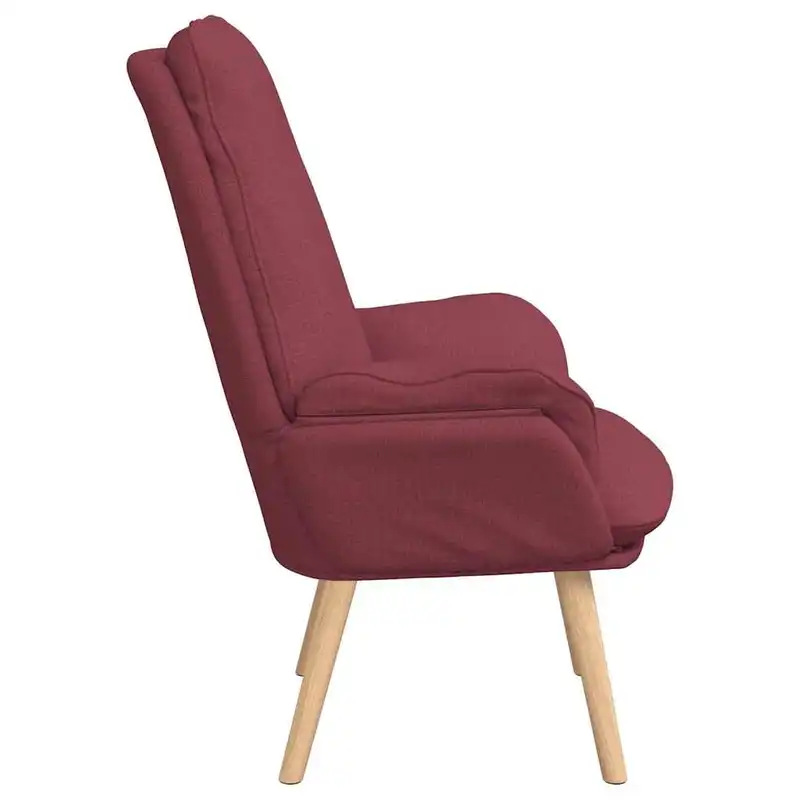 Křeslo relaxační, nohy dřevěné, látka červená, ALMOND