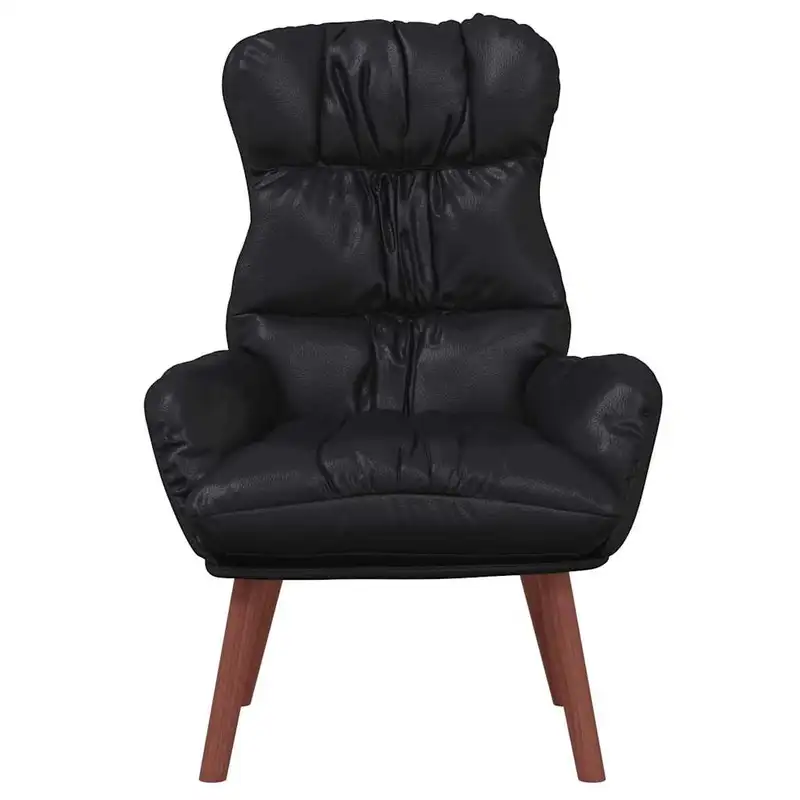 Křeslo relaxační, nohy dřevěné, ekokůže černá, ALMOND 2