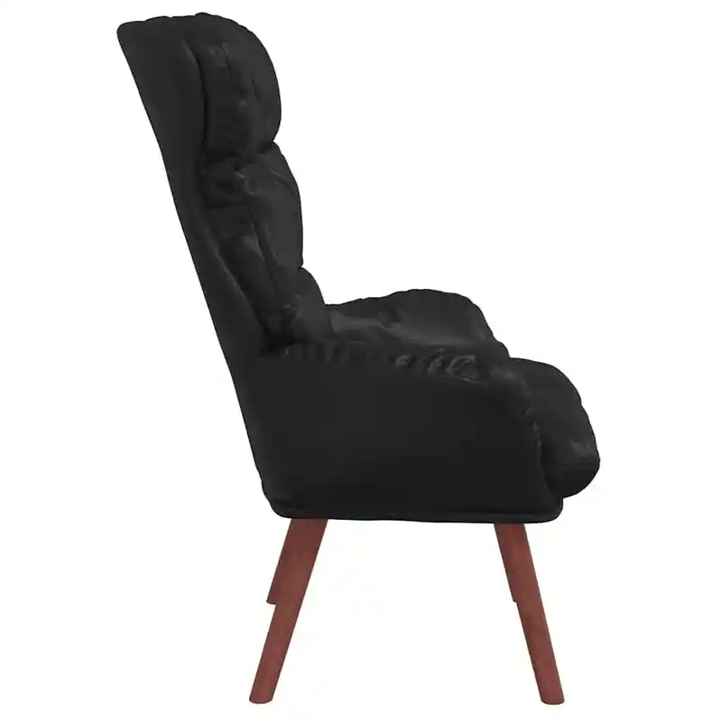 Křeslo relaxační, nohy dřevěné, ekokůže černá, ALMOND 2