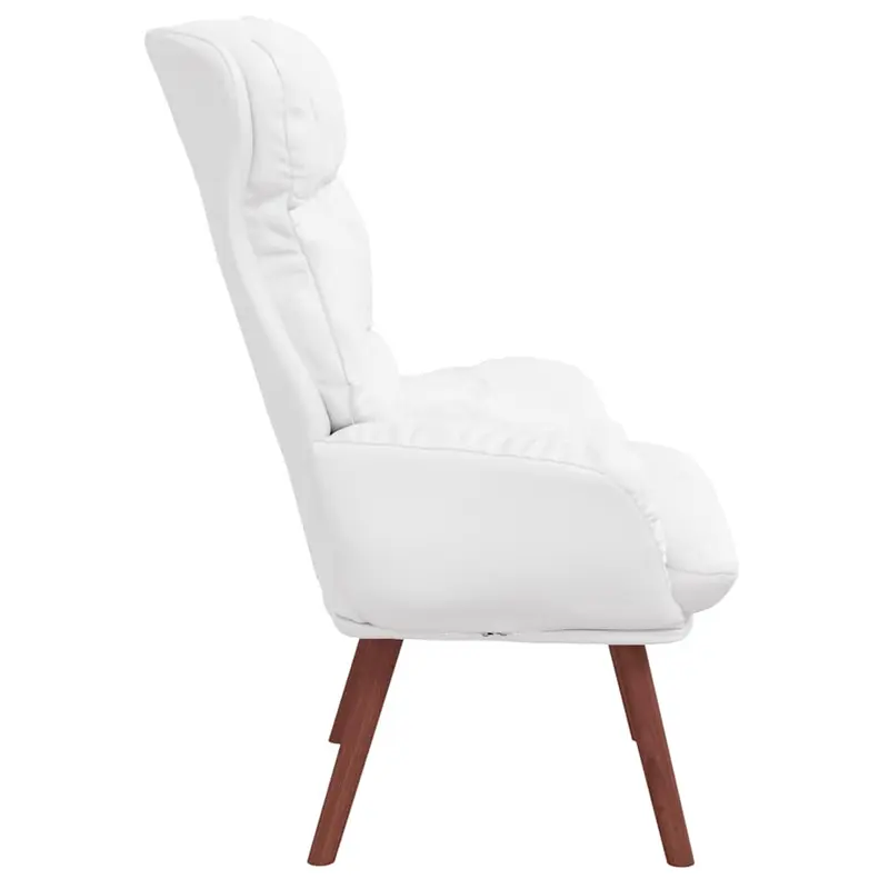 Křeslo relaxační, nohy dřevěné, ekokůže bílá, ALMOND 2