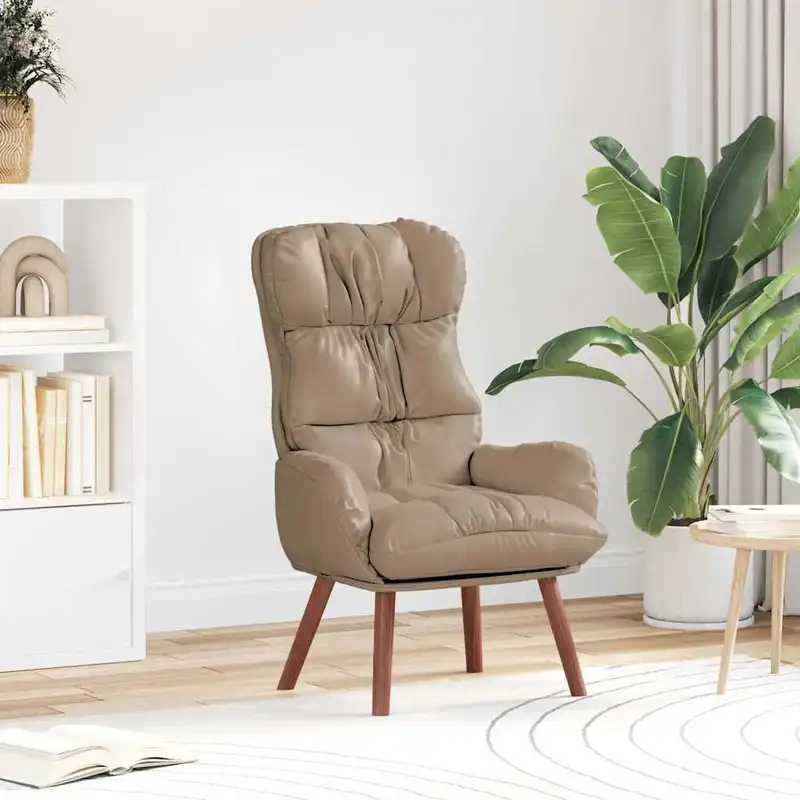 Křeslo relaxační, nohy dřevěné, ekokůže hnědá, ALMOND 2