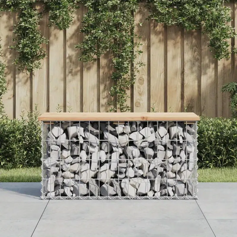 Zahradní lavička, gabion styl, přírodní dřevo, HAIFA 3