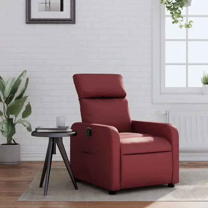 Křeslo relaxační, polohovací, s podnožkou, látka červená, DONKO