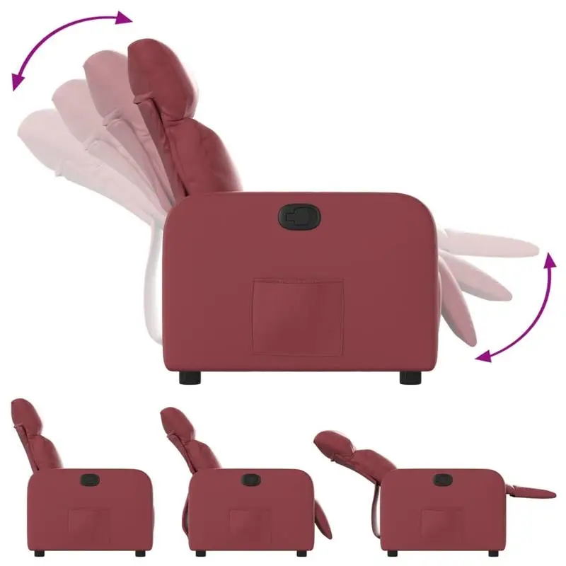 Křeslo relaxační, polohovací, s podnožkou, látka červená, DONKO