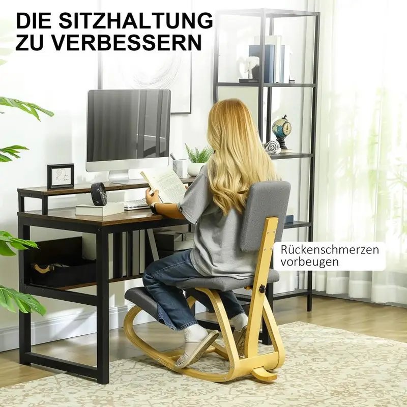 Ergonomická klekačka, klínová židle, přírodní/šedá, GROCO