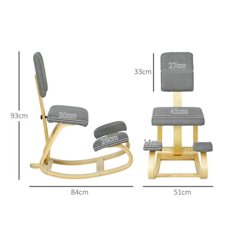 Ergonomická klekačka, klínová židle, přírodní/šedá, GROCO