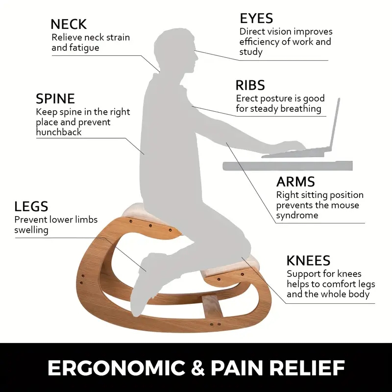 Ergonomická klekačka, ořech, bílá, RUFUS