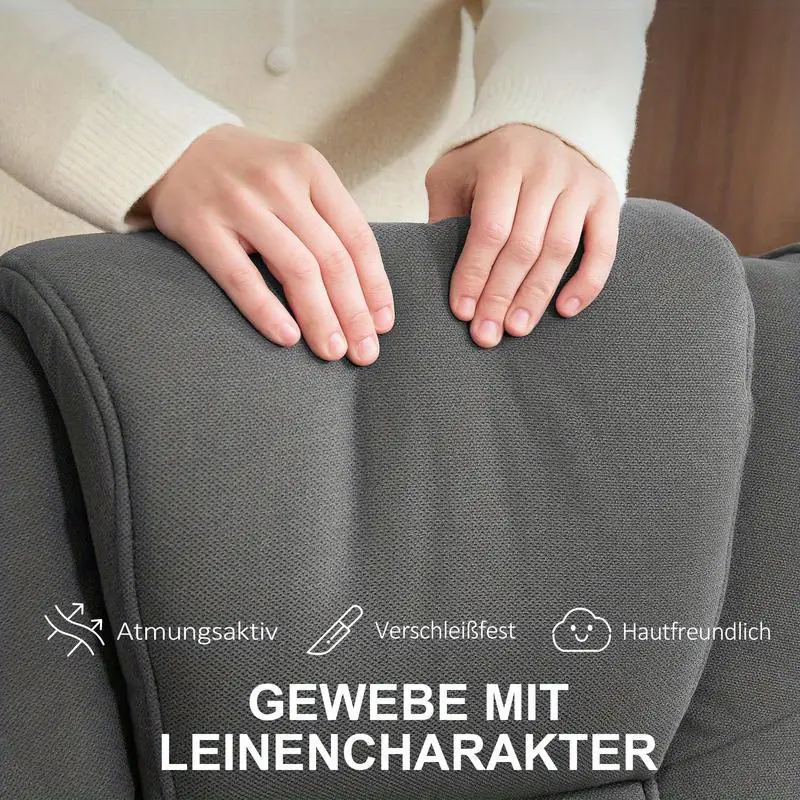 Křeslo relaxační, otočné, s podnožkou, dřevo černé, látka šedá, ARTUŠ 2