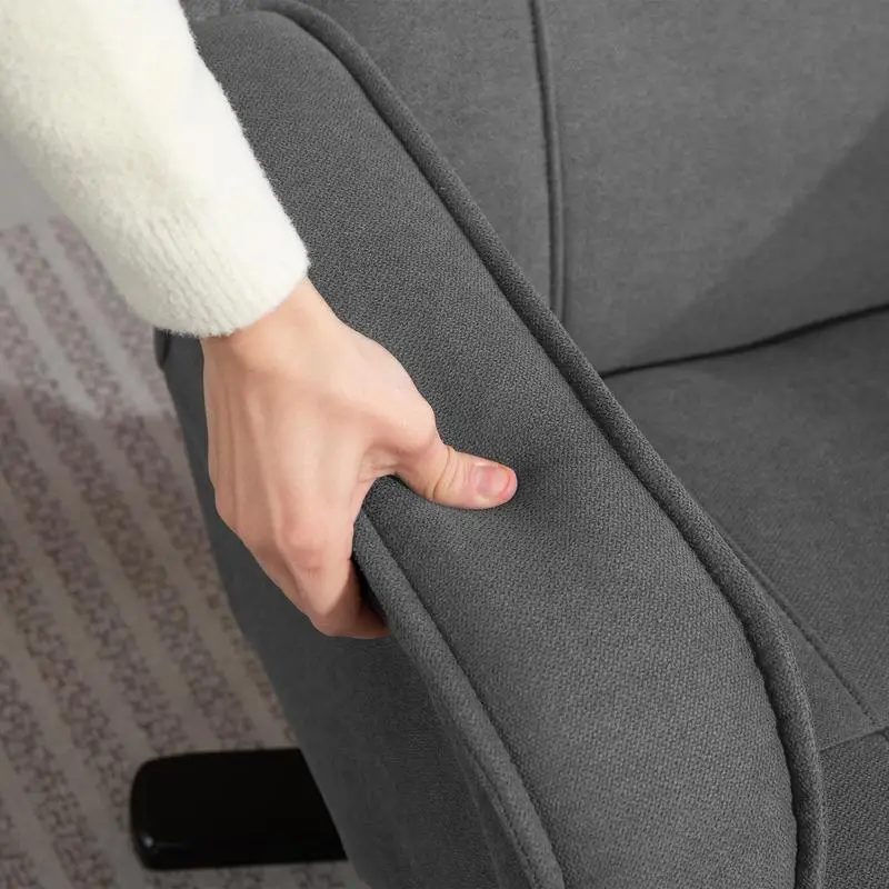 Křeslo relaxační, otočné, s podnožkou, dřevo černé, látka šedá, ARTUŠ 2