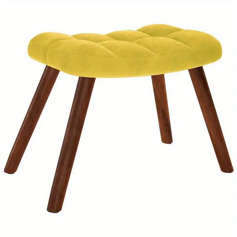 Křeslo relaxační, s podnožkou, dřevo ořech, látka žlutá, TITAN