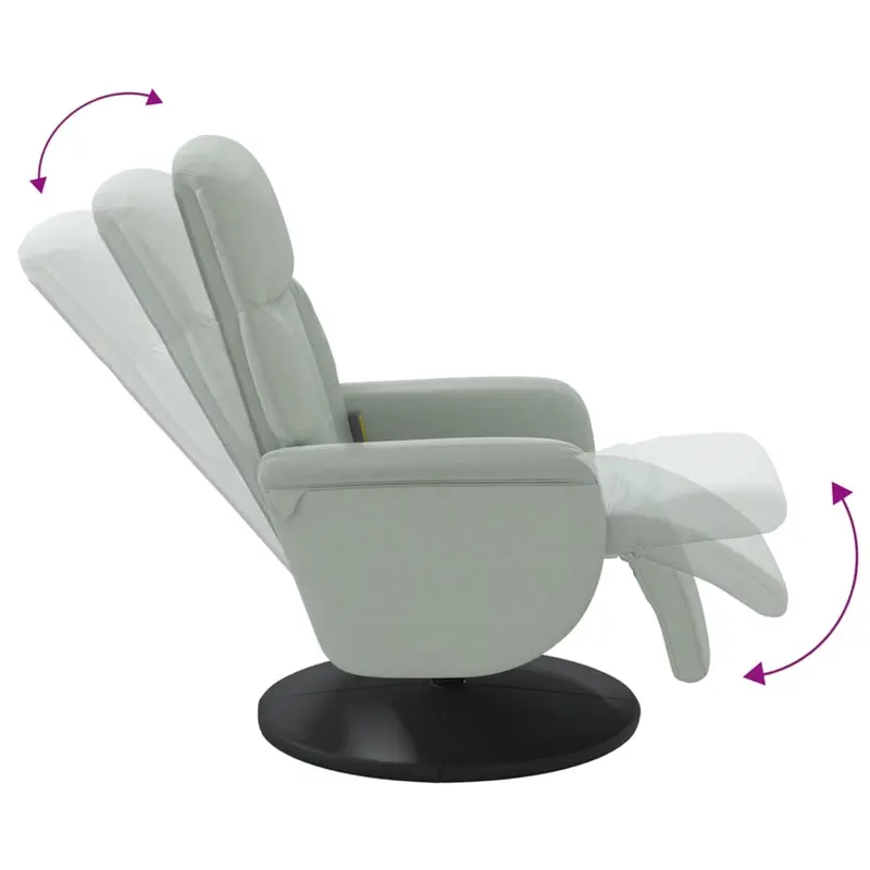 Křeslo relaxační, polohovací, otočné, látka světle šedá, OPTIMA