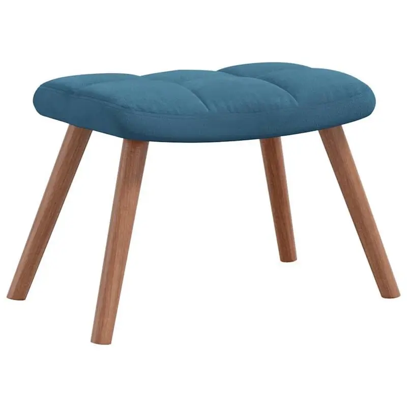 Křeslo ušák, relaxační, s podnožkou, nohy dřevěné, modrá, KOMODO 3