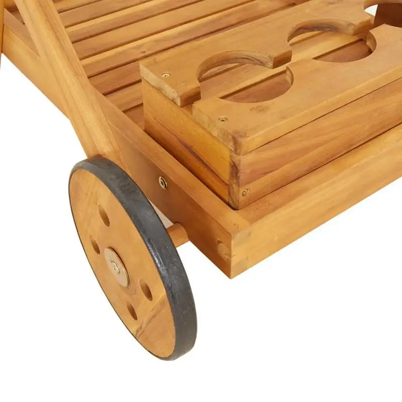 Servírovací stolek, kolečka, akáciové dřevo, přírodní, TOBY
