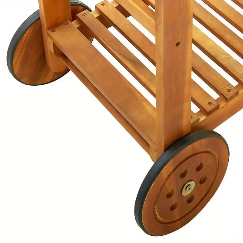 Servírovací stolek, kolečka, akáciové dřevo, přírodní, MORIS