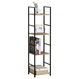 Regál GD-214 OAK, 4 police, dekor dub, MDF, černý lak