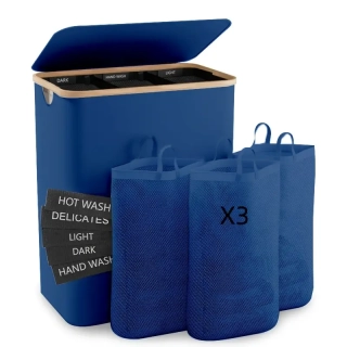 Skládací koš na prádlo velkokapacitní, modrá, LAUNDRY PRO 160