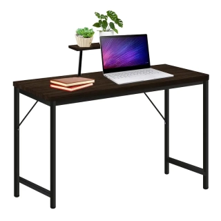 Pracovní, PC stůl skládací, dřevo, kov, tmavě hnědá, černá, MELLORA