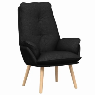 Křeslo relaxační, nohy dřevěné, látka černá, ALMOND