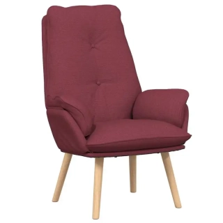 Křeslo relaxační, nohy dřevěné, látka červená, ALMOND
