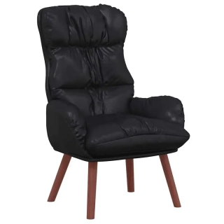 Křeslo relaxační, nohy dřevěné, ekokůže černá, ALMOND 2