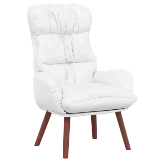 Křeslo relaxační, nohy dřevěné, ekokůže bílá, ALMOND 2