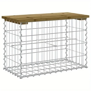 Zahradní lavička, gabion styl, přírodní dřevo, HAIFA 2