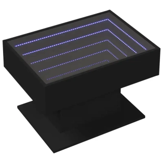Konferenční stolek, LED podsvícení, dřevo, tvrzené sklo, černá, sklo čiré, INFINITY 8